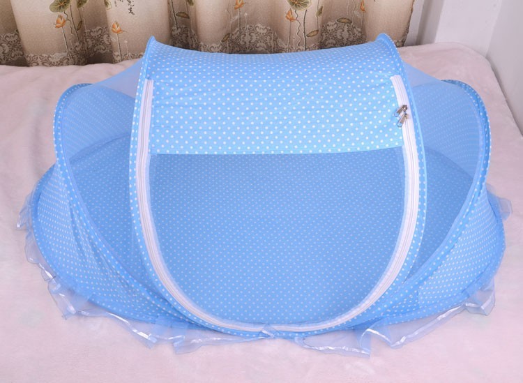 Foldable Baby Bed with Mosquito Net & Pillow – Safe Sleep Anywhere