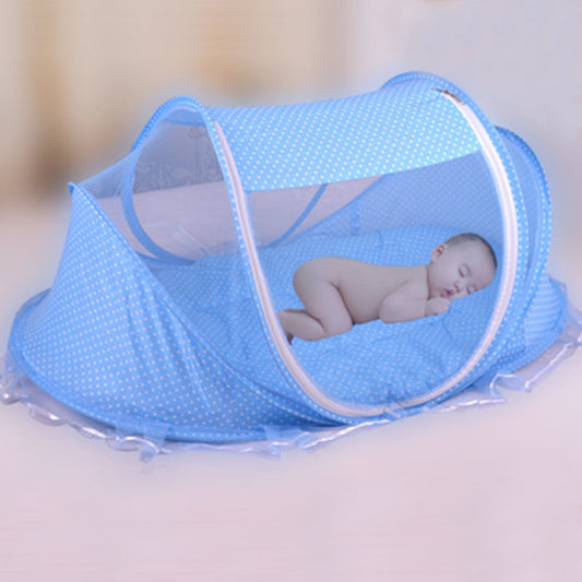 Foldable Baby Bed with Mosquito Net & Pillow – Safe Sleep Anywhere