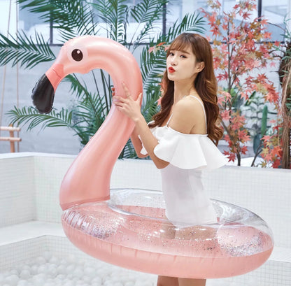 Flamingo Inflatable Swimming Ring – Donut Float for Beach, Pool & Summer Fun