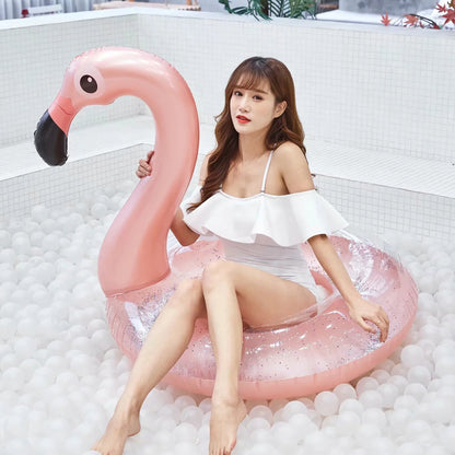 Flamingo Inflatable Swimming Ring – Donut Float for Beach, Pool & Summer Fun
